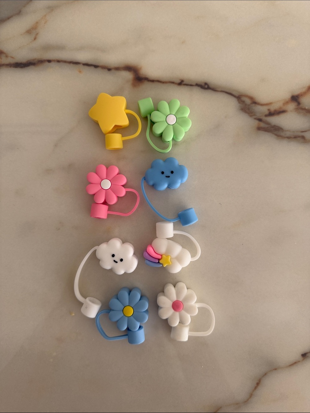 Cute Cloud & Flower Cable Stanley straw covers- Pack of 6. Brand new.